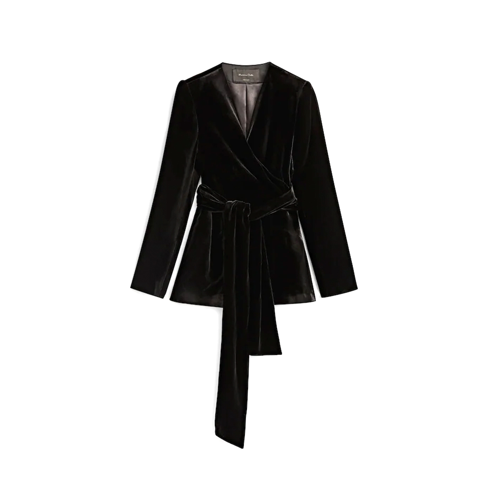 Μαύρο βελούδινο σακάκι με ζώνη